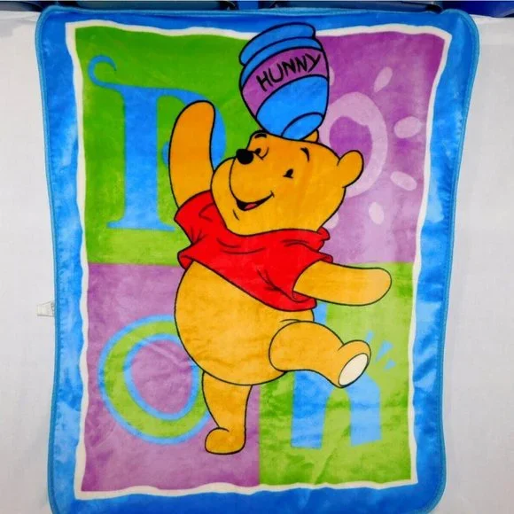 Nemcor Other Vintage Winnie The Pooh Fleece Blanket Large 4 X 50 Multicolor Hunny Pot Poshmark